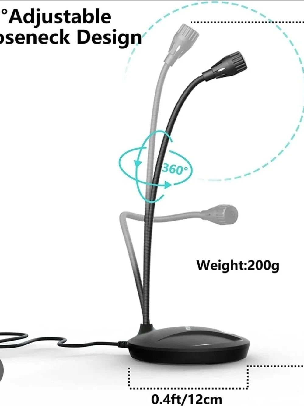 Jounivo USB Gooseneck Desktop Microphone - Black